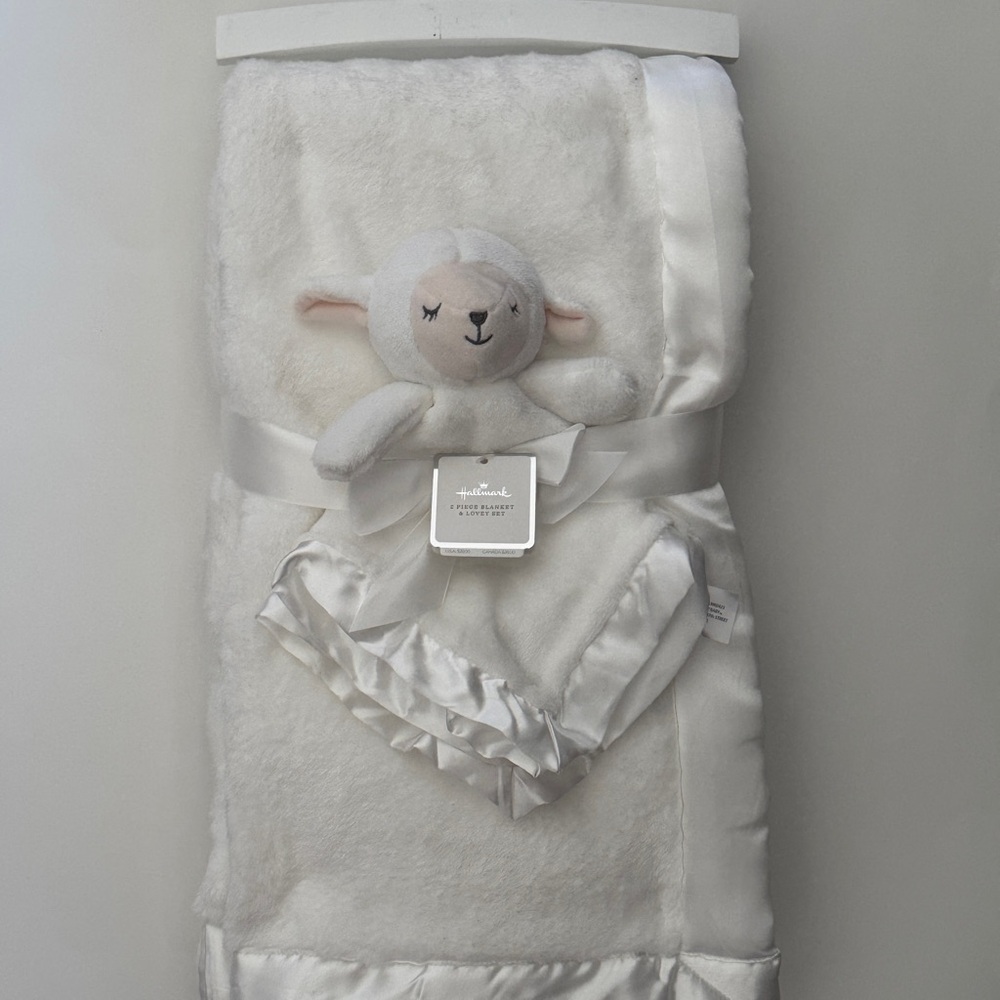 NEW Baby Blanket & Lovey Lamb Soft Baby Toy Set White | Hallmark